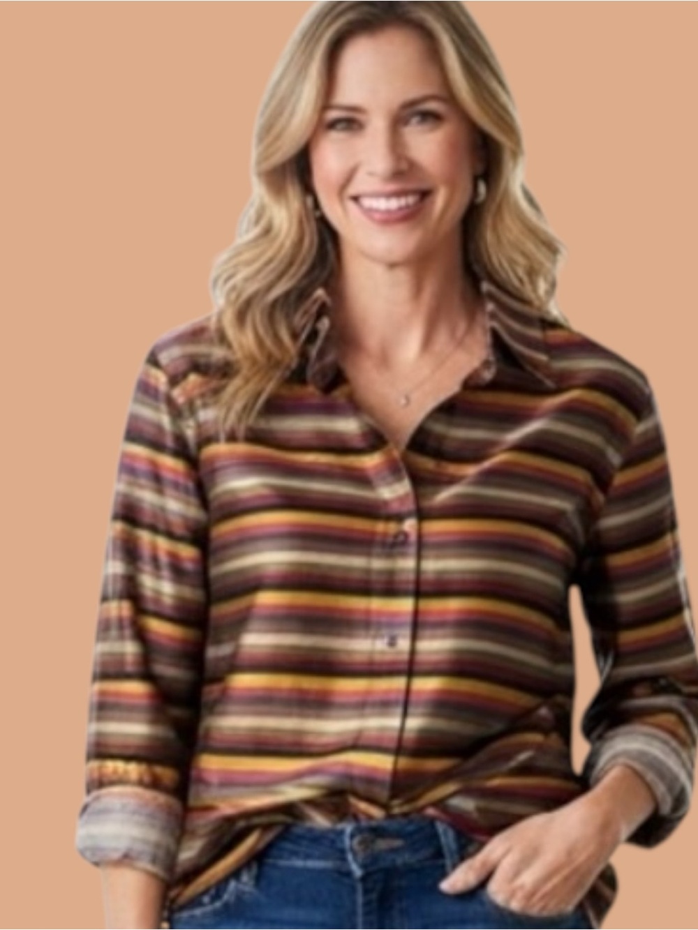 Vintage Ice Women's Silk Striped Shirt, Women’s size 8